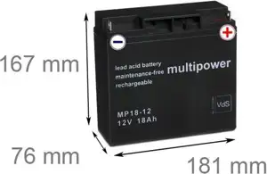 Baterija akumulatorska 12V 18 Ah 181x76x167 mm, Multipower