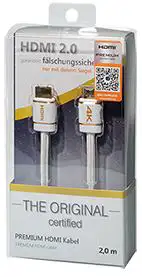 Transmedia HDMI Premium Certified Cable 3,0m, white nylon braided blister packaging