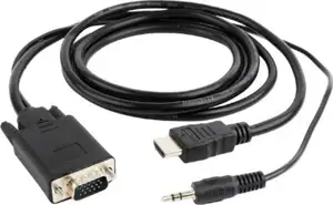 Gembird HDMI to VGA and audio adapter cable, single port, black 1,8m