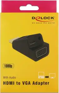 Adapter DELOCK, HDMI-A (M) na VGA (Ž), micro USB napajanje i zvuk, crni