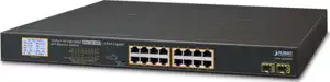 Planet 16-Port RJ45 Gigabit 802.3at PoE 2-Port Gigabit SFP Ethernet Switch with LCD PoE Monitor
