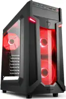 Sharkoon VG6-W Midi Tower ATX kućište, bez napajanja, prozirna prednja/bočna stranica, crveni LED, crno