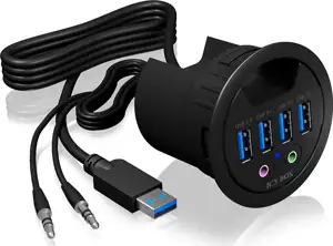 Icybox 4x USB 3.0 koncentrator i audio 3,5 mm konektori za instalaciju u tablici