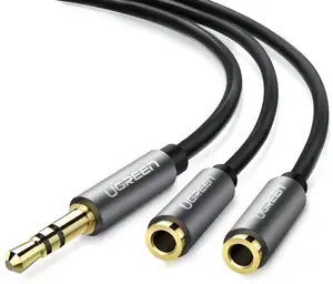 Ugreen adapter 3.5mm (M) u 2x audio (W) crni