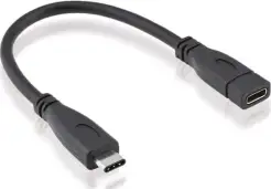 Roline USB-C kabel (M/F), 20V/5A, 0.15m, crni