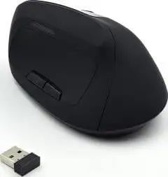 Miš EWENT Ergonomic Vertical, optički, 1600dpi, bežični, crni