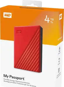 WD Disk My Passport 4TB USB 3.0, crvena, WDBPKJ0040BRD-WESN