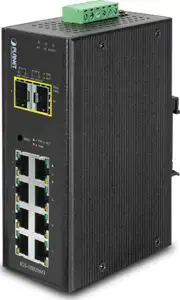 Planet Industrial 10-Port (8x 1GbE RJ45 2x 100 1000X SFP Slots) Managed Switch (-40 to 75C)