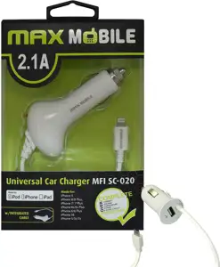 MAXMOBILE AUTO PUNJAČ IPHONE 5/6/7/8/X/11.. SC-020 2.1A MFI Apple bijeli