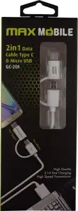 MAXMOBILE DATA KABEL USB 2.0 2u1 TYPE C + MICRO USB bijeli