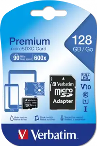 Memorijska kartica Verbatim Micro Secure Digital Premium (XC/UHS1) 128GB Class 10 Card + adapter