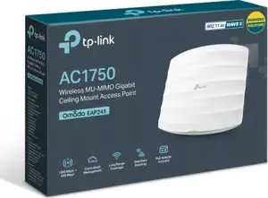 TP-Link EAP245 AC1750 bežična pristupna točka zidna/stropna (AP) 450Mbps/1300Mbps (2.4GHz/5GHz), 802.11a/b/g/n/ac, 1×G-LAN, podrška za PoE, 6×interna antena