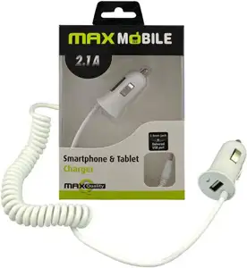 MAXMOBILE AUTO PUNJAČ ZA TABLET/MOBITEL USB + 2.5mm 2.1A bijeli