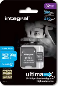 Integral 32GB microSDHC 280-240MB / s UHS-II V90 + SD adapter