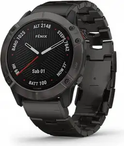 Sportski sat GARMIN Fenix 6 Solar, HR, GPS, multisport, srebrni/crni remen, 010-02410-00