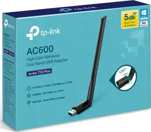 TP-Link AC600 Archer T2U Plus bežični High-Gain Dual-Band USB adapter 200Mbps/433Mbps (2.4GHz/5GHz), 802.11a/b/g/n/ac, 5dBi antena