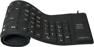 Tipkovnica USB & PS/2, DE layout, silikonska, savitljiva, vodootporna, crna