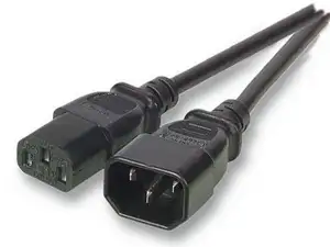 Kabel za napajanje, IEC320 C13 Ž ravni -> C14 M ravni 3,0 m, crni