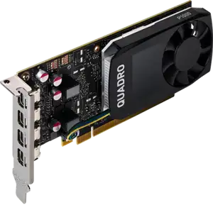 NVIDIA Video Card Quadro P1000 GDDR5 4GB/128bit, 640 CUDA Cores, PCI-E 3.0 x16, 4xminiDP, Cooler, Single Slot, Low Profile (4xmDP-DP Cables, Full Size and Low Profile Bracket incuded)