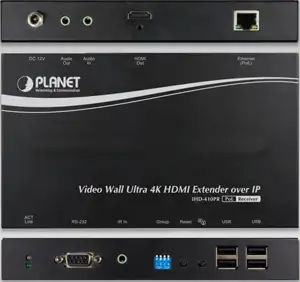 Planet Video Wall Ultra 4K HDMI USB Extender Receiver over IP with PoE