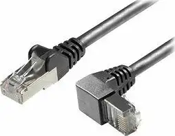 Transmedia Cat6A SFTP Patch Cable, RJ45 plug angled down, 0,5 m