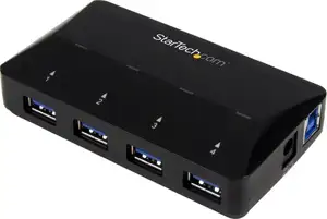 StarTech.com 4-Port USB 3.0 Hub plus Dedicated Charging Port - 1 x 2.4A Port - Desktop USB Hub and Fast-Charging Station (ST53004U1C) - USB peripheral sharing switch - 4 ports