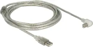 Kabel DELOCK, USB 2.0 (M) na kutni USB-B 2.0 (M), prozirni, 3m