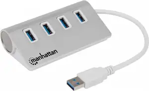 USB HUB MANHATTAN, 4-portni USB 3.0, metalno kućište, srebrni