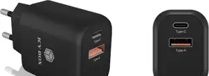Icybox 2port USB Quick Charge 3.0 fast charger, 1xUSB-C, 1xUSB-A