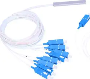 NFO Fiber Optic PLC Splitter, 1:8, Steel Box, SM, G657A, 1,5m, SC UPC