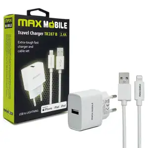 MAXMOBILE KUĆNI PUNJAČ SET 2U1 IPHONE LIGHTNING-USB 2.4A MFI Apple TR287B