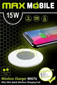 MAXMOBILE BEŽIČNI PUNJAČ WI-076 QC QUICK CHARGE 15W bijeli