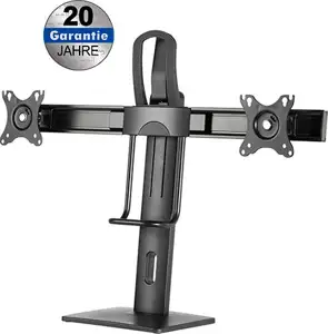 Transmedia Height adjustable desk stand for 2x flat screens with spring system