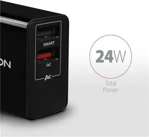 AXAGON ACU-QS24 zidni punjač 1x USB-A QC 3.0 i 1x 1,2A, 24W, crni