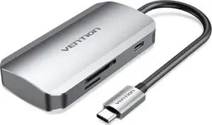 Vention USB-C to USB3.0x3 SD TF PD Hub 0.15M Gray