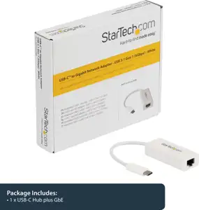StarTech.com USB C to Gigabit Ethernet Adapter - White - USB 3.1 to RJ45 LAN Network Adapter - USB Type C to Ethernet (US1GC30W) - network adapter