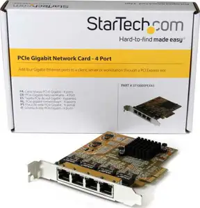 StarTech.com 4 Port PCIe Network Card - Low Profile - RJ45 Port - Realtek RTL8111G Chipset - Ethernet Network Card - NIC Server Adapter Network Card (ST1000SPEX43) - network adapter
