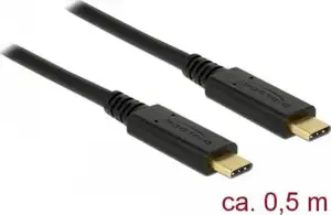 DeLOCK 83042 USB 3.1 Gen 2 (10 Gbps) Kabel PD 3 A E-Marker USB Typ-C Stecker auf USB Typ-C Stecker 0.5m schwarz