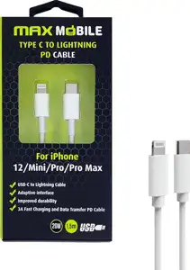 MAXMOBILE DATA KABEL I-PHONE LIGHTNING-TYPE C PD 3A,20W 1.5m bijeli
