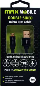 MAXMOBILE DATA KABEL MICRO USB DOUBLE SIDED FLAT crni 1m