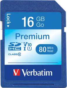 16GB Verbatim Premium MicroSDHC 80MB/s