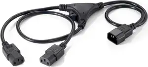 Kabel za napajanje, 2xIEC320 C13 Ž ravni -> IEC320 C14 M ravni 1,6 m, crni