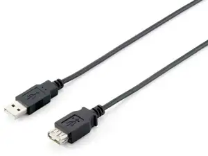 USB 2.0 kabel A->A M/Ž 3,0 m, dvostruko oklopljen, crni