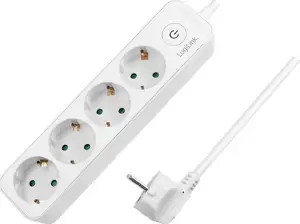 Strujna priključnica, prijenosna, 4xSchuko/16A, prekidač, kabel 1,5 m, bijela