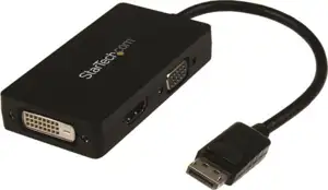 StarTech.com 3 in 1 DisplayPort Multi Video Adapter Converter - 1080p DP Laptop to HDMI VGA or DVI Monitor or Projector Display (DP2VGDVHD) - video converter - black