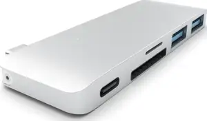 Satechi Aluminium TYPE-C Passthrough USB Hub (3x USB 3.0,MicroSD) - Silver