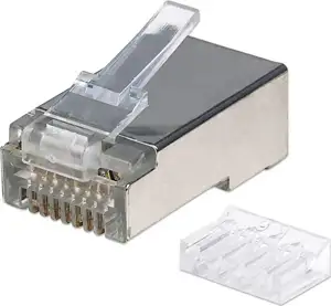 Modularni utikač RJ45 Cat.6 STP, s kab. uvodnicom, za meki i tvrdi kabel AWG22-26, pak. 90 kom.