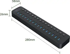 USB hub 16-port USB 3.0, Switch, Power supply, black, ORICO CT2U3-16AB