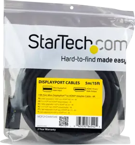 StarTech.com Mini DisplayPort to HDMI Adapter Cable - mDP to HDMI Adapter with Built-in Cable - Black - 3 m (10 ft.) - Ultra HD 4K 30Hz (MDP2HDMM3MB) - video cable - 3 m