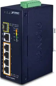 Planet Industrial 6-Port (4x 1G 802.3at PoE RJ45 1x GbE 1x 100 1000X SFP Gigabit Ethernet Switch